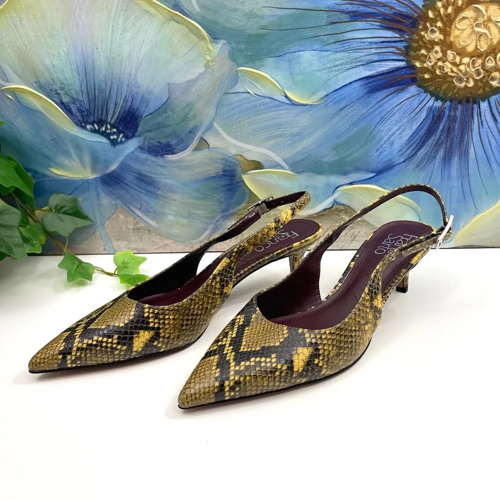 Franco Sarto Snakeskin Kate‎ Slingback Pump Size 6.5